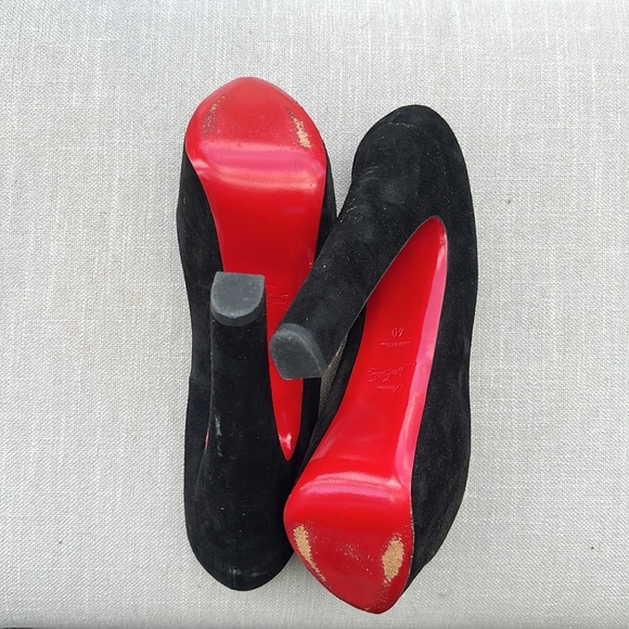 Authentic Christian Louboutin black suede 7 1/2 inch heels - Picture 2 of 4